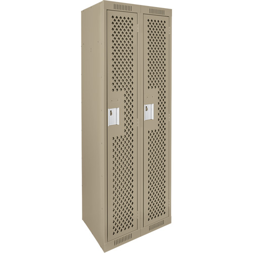 Clean Line Lockers, Bank of 2, 24" x 15" x 72", Steel, Beige, Rivet (Assembled), Perforated Nia-Chem Ltd.