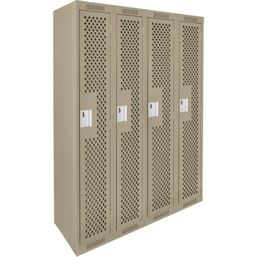 Clean Line Lockers, Bank of 4, 48" x 15" x 72", Steel, Beige, Rivet (Assembled), Perforated Nia-Chem Ltd.