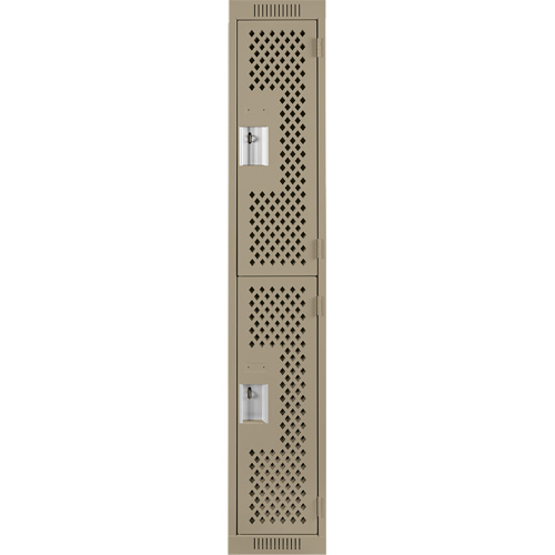Clean Line Lockers, 2 -tier, 12" x 12" x 72", Steel, Beige, Rivet (Assembled), Perforated Nia-Chem Ltd.