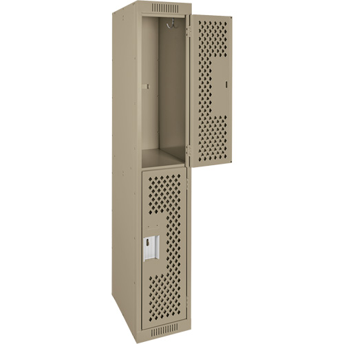 Clean Line Lockers, 2 -tier, 12" x 12" x 72", Steel, Beige, Rivet (Assembled), Perforated Nia-Chem Ltd.