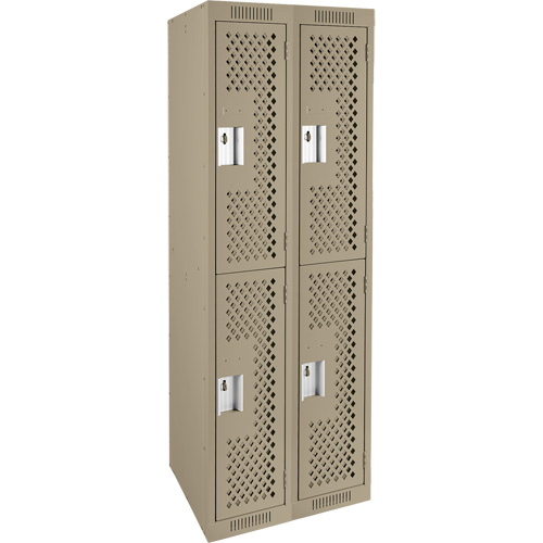 Clean Line Lockers, 2 -tier, Bank of 2, 24" x 12" x 72", Steel, Beige, Rivet (Assembled), Perforated Nia-Chem Ltd.
