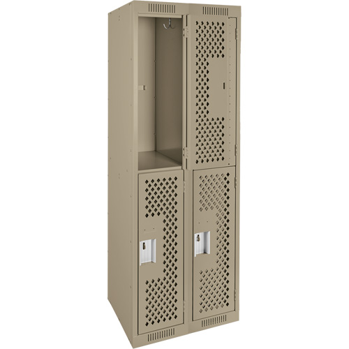 Clean Line Lockers, 2 -tier, Bank of 2, 24" x 12" x 72", Steel, Beige, Rivet (Assembled), Perforated Nia-Chem Ltd.