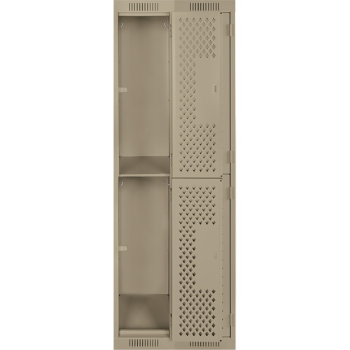 Clean Line Lockers, 2 -tier, Bank of 2, 24" x 12" x 72", Steel, Beige, Rivet (Assembled), Perforated Nia-Chem Ltd.