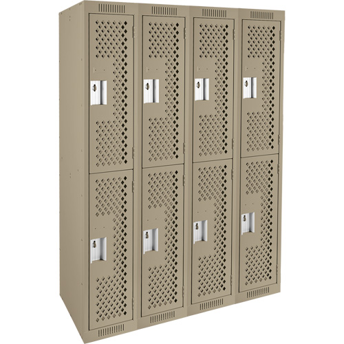 Clean Line Lockers, 2 -tier, Bank of 4, 48" x 12" x 72", Steel, Beige, Rivet (Assembled), Perforated Nia-Chem Ltd.