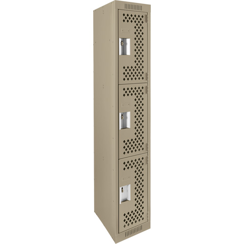 Casiers Clean Line, 3 niveaux, 12" x 12" x 72", Acier, Beige, Rivet (assembl&eacute;), Perfor&eacute; Nia-Chem Ltd.
