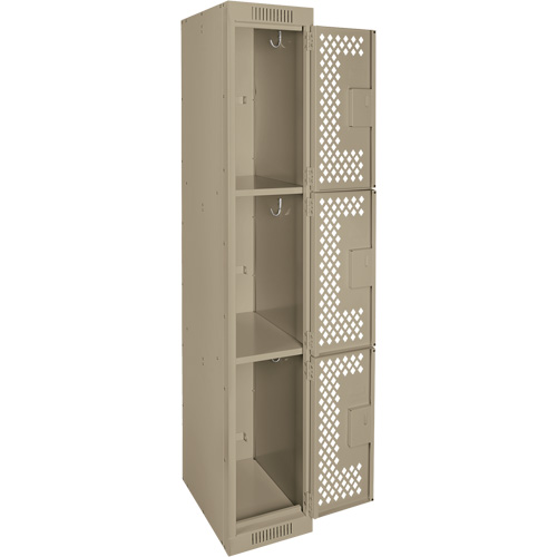 Casiers Clean Line, 3 niveaux, 12" x 12" x 72", Acier, Beige, Rivet (assembl&eacute;), Perfor&eacute; Nia-Chem Ltd.