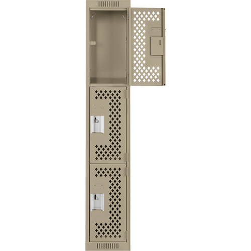 Casiers Clean Line, 3 niveaux, 12" x 12" x 72", Acier, Beige, Rivet (assembl&eacute;), Perfor&eacute; Nia-Chem Ltd.