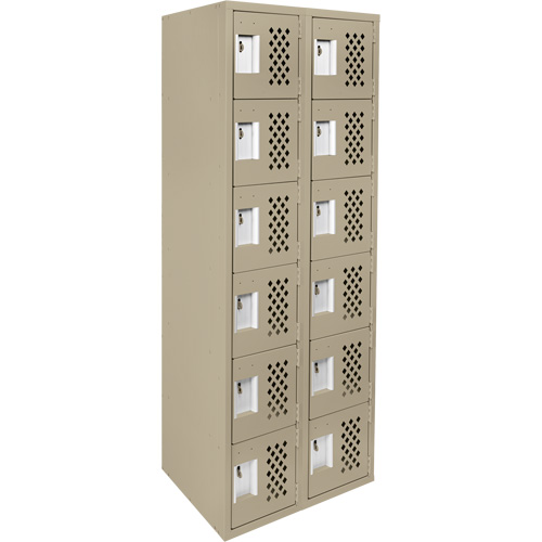 Assembled Lockerettes Clean Line Perforated Economy Lockers, 6 -tier, Bank of 2, 18" x 72" x 12", Steel Nia-Chem Ltd.