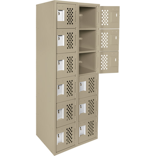 Assembled Lockerettes Clean Line Perforated Economy Lockers, 6 -tier, Bank of 2, 18" x 72" x 12", Steel Nia-Chem Ltd.