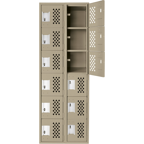Assembled Lockerettes Clean Line Perforated Economy Lockers, 6 -tier, Bank of 2, 18" x 72" x 12", Steel Nia-Chem Ltd.