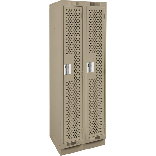 Clean Line Lockers, Bank of 2, 24" x 15" x 76", Steel, Beige, Rivet (Assembled), Perforated Nia-Chem Ltd.