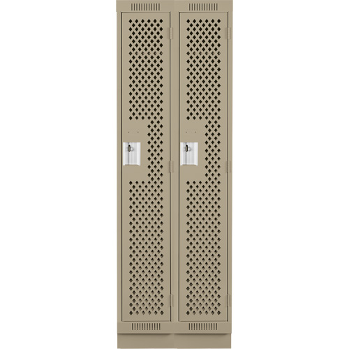 Clean Line Lockers, Bank of 2, 24" x 15" x 76", Steel, Beige, Rivet (Assembled), Perforated Nia-Chem Ltd.