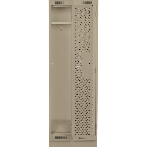 Clean Line Lockers, Bank of 2, 24" x 15" x 76", Steel, Beige, Rivet (Assembled), Perforated Nia-Chem Ltd.
