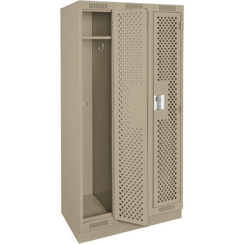 Clean Line Lockers, Bank of 3, 36" x 15" x 76", Steel, Beige, Rivet (Assembled), Perforated Nia-Chem Ltd.