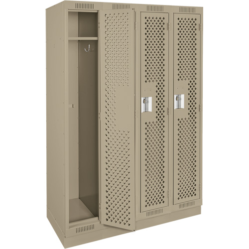 Clean Line Lockers, Bank of 4, 48" x 15" x 76", Steel, Beige, Rivet (Assembled), Perforated Nia-Chem Ltd.