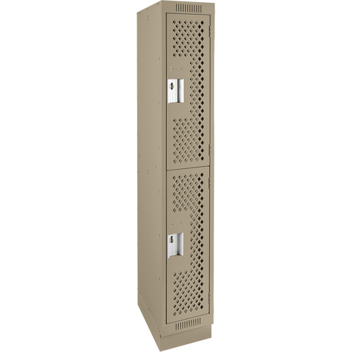 Clean Line Lockers, 2 -tier, 12" x 15" x 76", Steel, Beige, Rivet (Assembled), Perforated Nia-Chem Ltd.