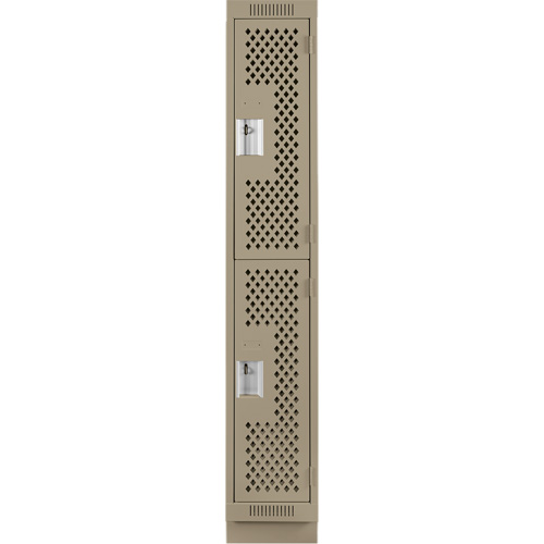 Clean Line Lockers, 2 -tier, 12" x 15" x 76", Steel, Beige, Rivet (Assembled), Perforated Nia-Chem Ltd.