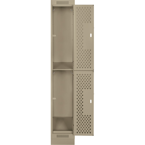 Clean Line Lockers, 2 -tier, 12" x 15" x 76", Steel, Beige, Rivet (Assembled), Perforated Nia-Chem Ltd.