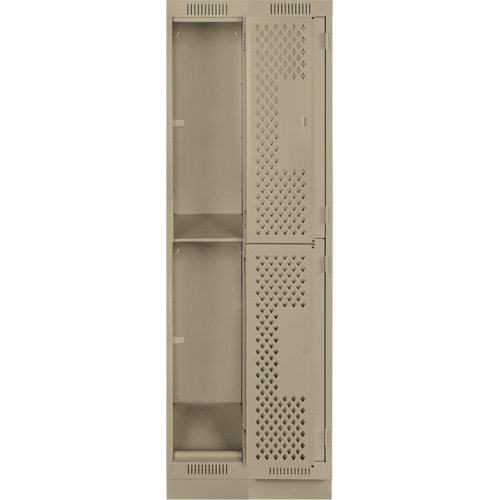 Clean Line Lockers, 2 -tier, Bank of 2, 24" x 15" x 76", Steel, Beige, Rivet (Assembled), Perforated Nia-Chem Ltd.