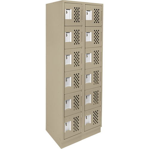 Assembled Lockerettes Clean Line Perforated Economy Lockers, 6 -tier, Bank of 2, 18" x 72" x 12", Steel Nia-Chem Ltd.