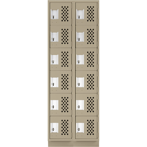 Assembled Lockerettes Clean Line Perforated Economy Lockers, 6 -tier, Bank of 2, 18" x 72" x 12", Steel Nia-Chem Ltd.