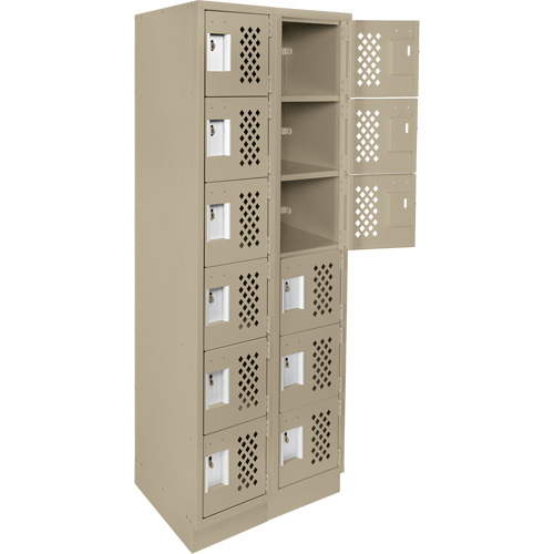 Assembled Lockerettes Clean Line Perforated Economy Lockers, 6 -tier, Bank of 2, 18" x 72" x 12", Steel Nia-Chem Ltd.