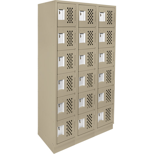 Assembled Lockerettes Clean Line Perforated Economy Lockers, 6 -tier, Bank of 3, 18" x 72" x 12", Steel Nia-Chem Ltd.