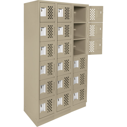 Assembled Lockerettes Clean Line Perforated Economy Lockers, 6 -tier, Bank of 3, 18" x 72" x 12", Steel Nia-Chem Ltd.