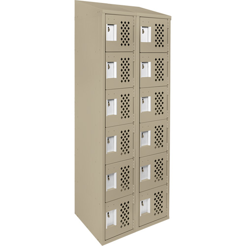 Assembled Lockerettes Clean Line Perforated Economy Lockers, 6 -tier, Bank of 2, 18" x 72" x 12", Steel Nia-Chem Ltd.