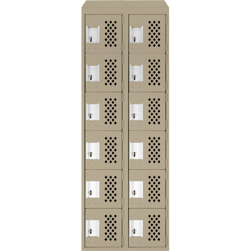 Assembled Lockerettes Clean Line Perforated Economy Lockers, 6 -tier, Bank of 2, 18" x 72" x 12", Steel Nia-Chem Ltd.