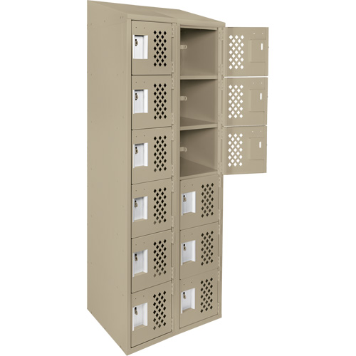 Assembled Lockerettes Clean Line Perforated Economy Lockers, 6 -tier, Bank of 2, 18" x 72" x 12", Steel Nia-Chem Ltd.