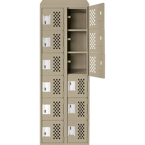 Assembled Lockerettes Clean Line Perforated Economy Lockers, 6 -tier, Bank of 2, 18" x 72" x 12", Steel Nia-Chem Ltd.
