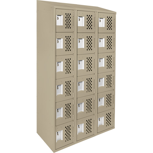Assembled Lockerettes Clean Line Perforated Economy Lockers, 6 -tier, Bank of 3, 18" x 72" x 12", Steel Nia-Chem Ltd.