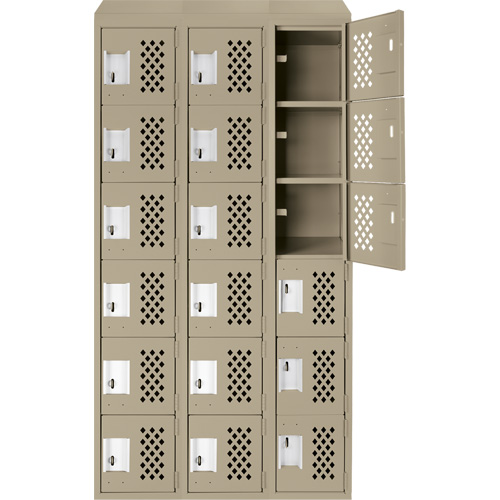 Assembled Lockerettes Clean Line Perforated Economy Lockers, 6 -tier, Bank of 3, 18" x 72" x 12", Steel Nia-Chem Ltd.