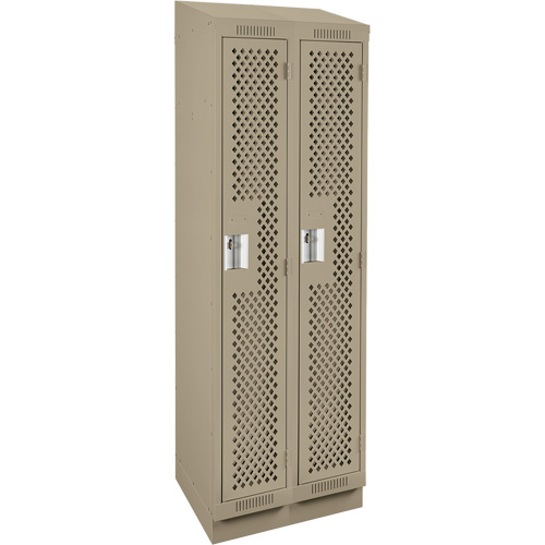 Clean Line Lockers, Bank of 2, 24" x 15" x 82", Steel, Beige, Rivet (Assembled), Perforated Nia-Chem Ltd.