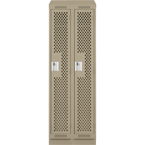 Clean Line Lockers, Bank of 2, 24" x 15" x 82", Steel, Beige, Rivet (Assembled), Perforated Nia-Chem Ltd.