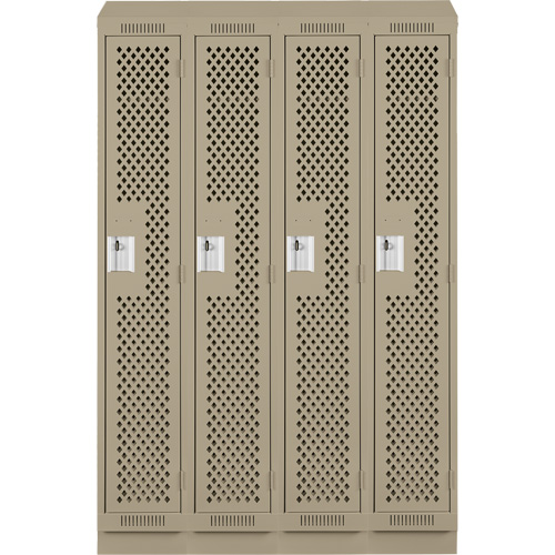 Clean Line Lockers, Bank of 4, 48" x 15" x 82", Steel, Beige, Rivet (Assembled), Perforated Nia-Chem Ltd.