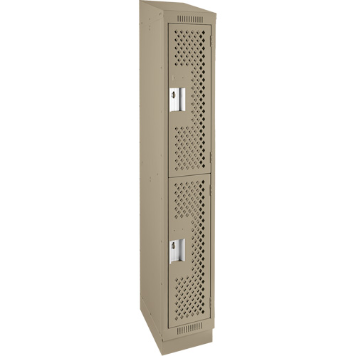 Casiers Clean Line, 2 niveaux, 12" x 12" x 82", Acier, Beige, Rivet (assembl&eacute;), Perfor&eacute; Nia-Chem Ltd.