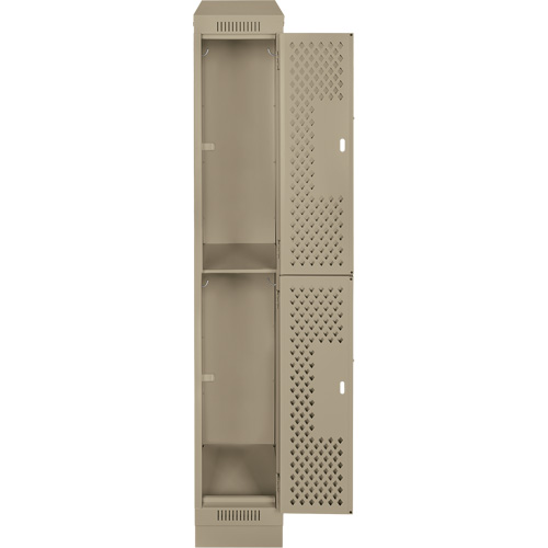 Casiers Clean Line, 2 niveaux, 12" x 12" x 82", Acier, Beige, Rivet (assembl&eacute;), Perfor&eacute; Nia-Chem Ltd.