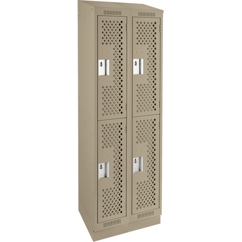 Clean Line Lockers, 2 -tier, Bank of 2, 24" x 12" x 82", Steel, Beige, Rivet (Assembled), Perforated Nia-Chem Ltd.