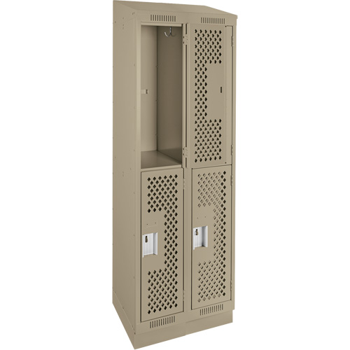 Clean Line Lockers, 2 -tier, Bank of 2, 24" x 12" x 82", Steel, Beige, Rivet (Assembled), Perforated Nia-Chem Ltd.