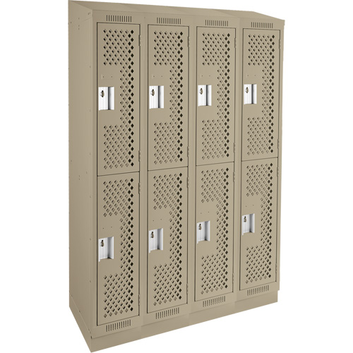 Clean Line Lockers, 2 -tier, Bank of 4, 48" x 12" x 82", Steel, Beige, Rivet (Assembled), Perforated Nia-Chem Ltd.