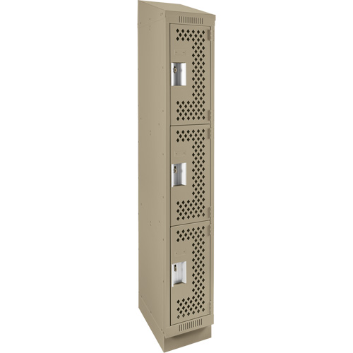 Casiers Clean Line, 3 niveaux, 12" x 12" x 82", Acier, Beige, Rivet (assembl&eacute;), Perfor&eacute; Nia-Chem Ltd.