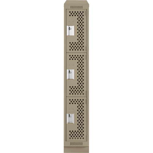 Casiers Clean Line, 3 niveaux, 12" x 12" x 82", Acier, Beige, Rivet (assembl&eacute;), Perfor&eacute; Nia-Chem Ltd.