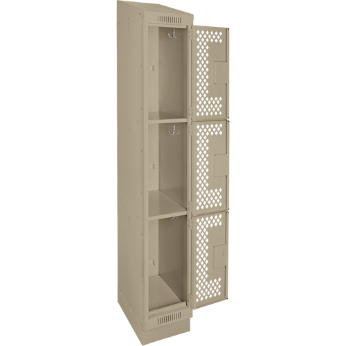 Casiers Clean Line, 3 niveaux, 12" x 12" x 82", Acier, Beige, Rivet (assembl&eacute;), Perfor&eacute; Nia-Chem Ltd.