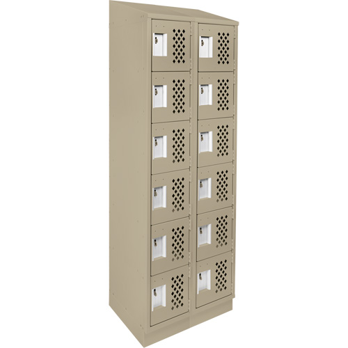 Assembled Lockerettes Clean Line Perforated Economy Lockers, 6 -tier, Bank of 2, 18" x 72" x 12", Steel Nia-Chem Ltd.