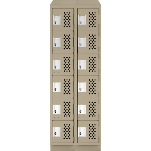 Assembled Lockerettes Clean Line Perforated Economy Lockers, 6 -tier, Bank of 2, 18" x 72" x 12", Steel Nia-Chem Ltd.