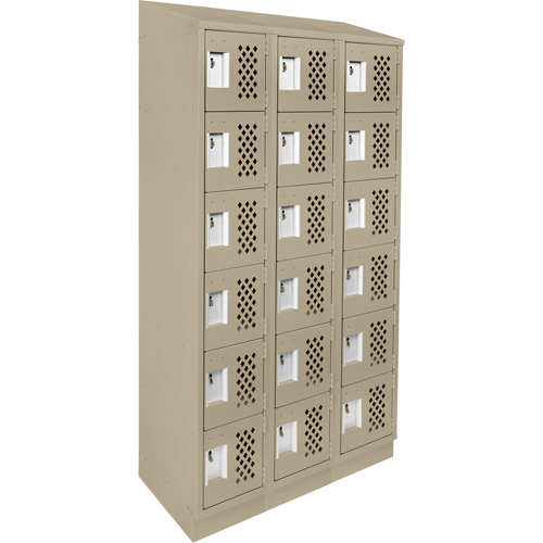 Assembled Lockerettes Clean Line Perforated Economy Lockers, 6 -tier, Bank of 3, 18" x 72" x 12", Steel Nia-Chem Ltd.