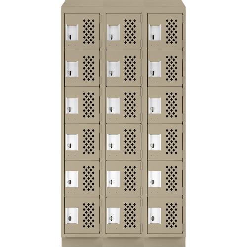 Assembled Lockerettes Clean Line Perforated Economy Lockers, 6 -tier, Bank of 3, 18" x 72" x 12", Steel Nia-Chem Ltd.