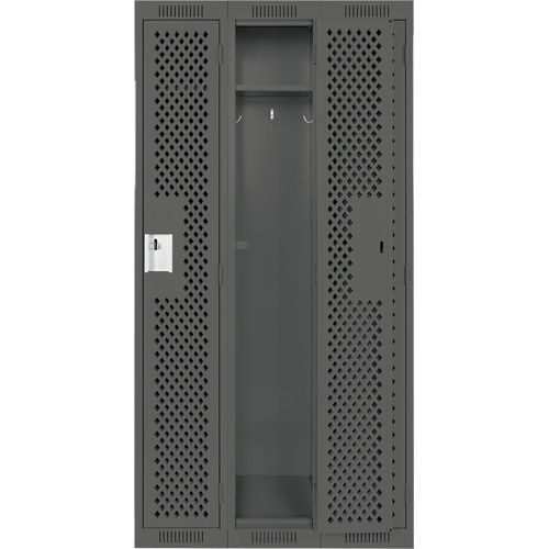Clean Line Lockers, Bank of 3, 36" x 15" x 72", Steel, Charcoal, Rivet (Assembled), Perforated Nia-Chem Ltd.